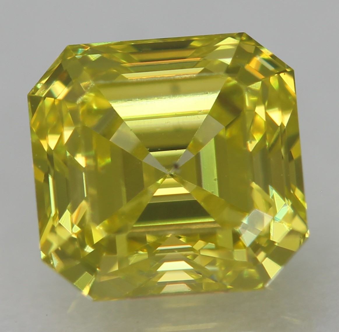 Cert 0.56 Carat Canary Yellow VS1 Asscher Natural Enhanced Diamond 4.56×4.47mm