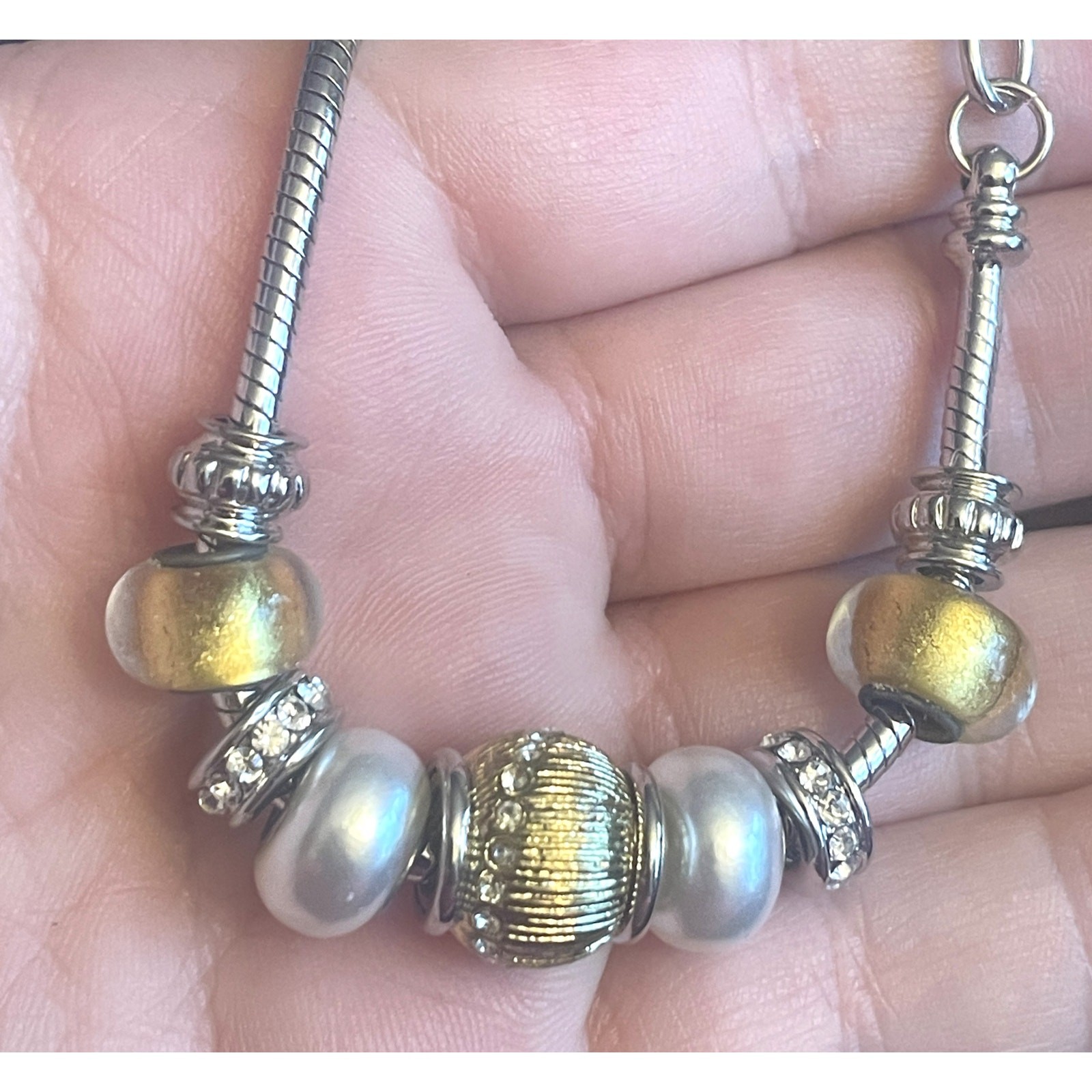 Bella Perlina NEW Gold and Silver Tone Bracelet Charm and Crystal Bead