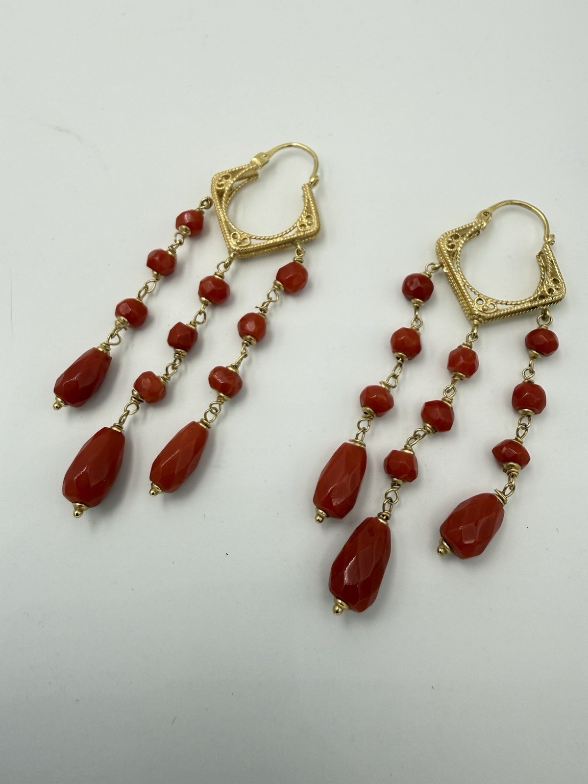 earrings earrings CORALLO red MEDITERRANEAN CORAL solid gold GOLD 18 KT-750