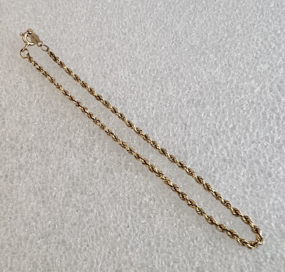 Michael Anthony 14K Yellow Gold Rope Chain Bracelet 7 1/4”Signed MA