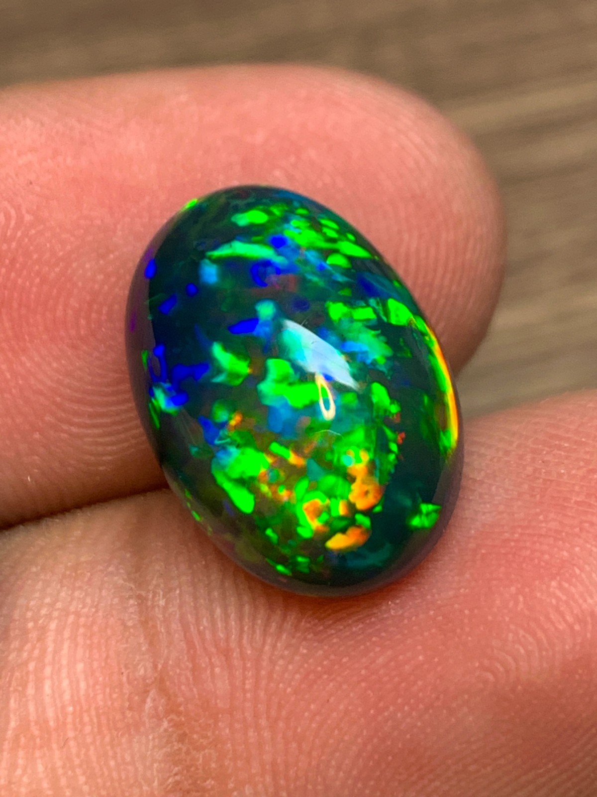 Ethiopian Black Opal Honeycomb Pin Fire 5.85 Carat Oval Cabochon Loose Gemstone