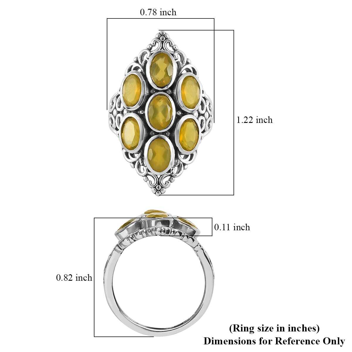 PICTURE PERFECT!! 2.30ctw Artisan Crafted Canary Opal Sterling Silver Size 7