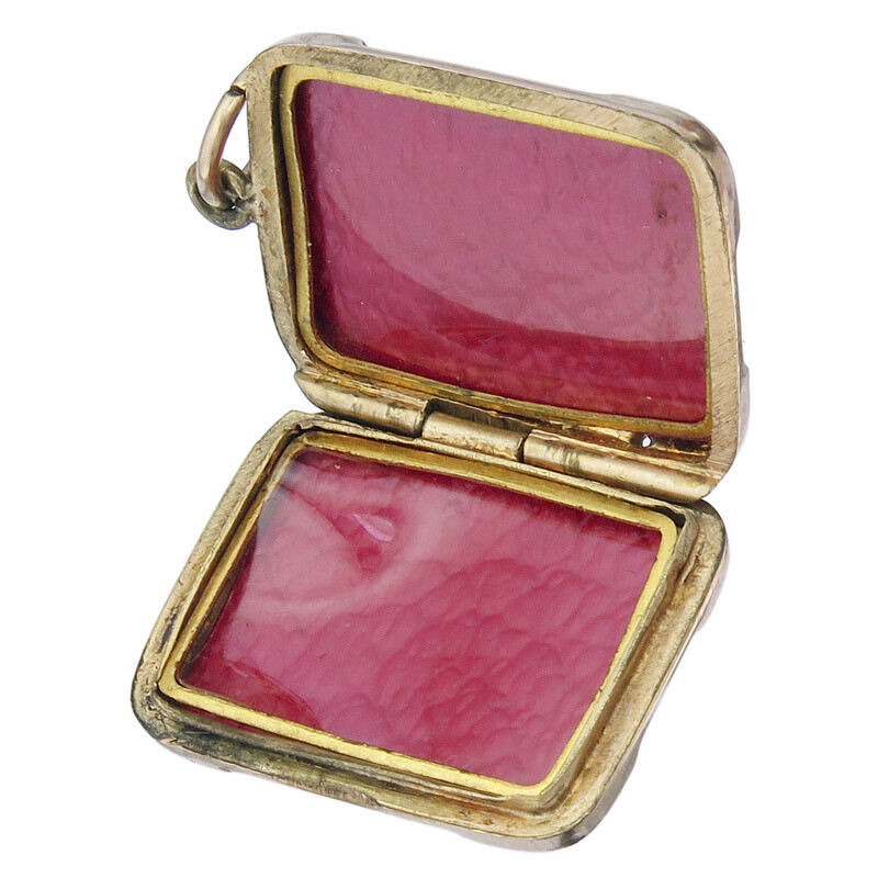 Medaillon Anhänger 9 Karat Rotgold Back and Front Antik