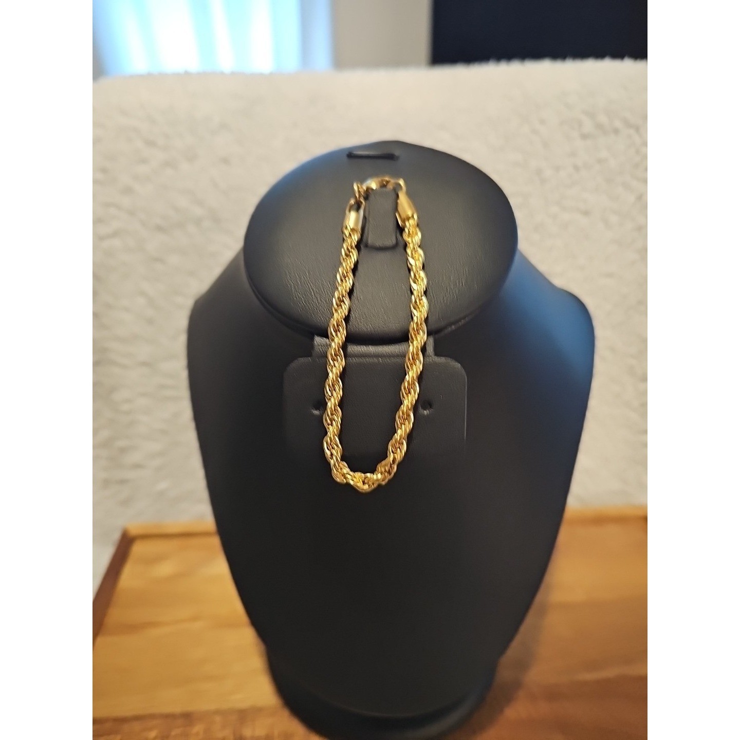 4.7 mm Woman Man Gold Plated Stainless Steel Rope Chain Bracelet Bangle 8”