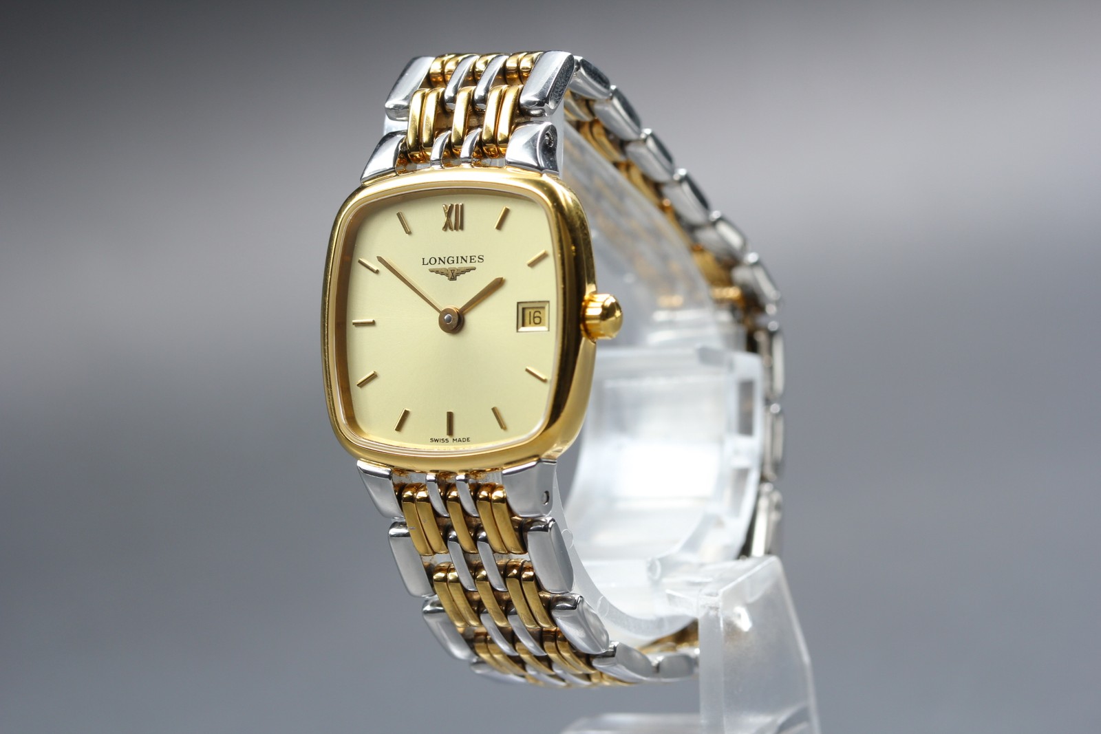 LONGINES Flagship L5.133.3 Date Gold Two Tone 13cm Quartz Bracelet Ladies Watch