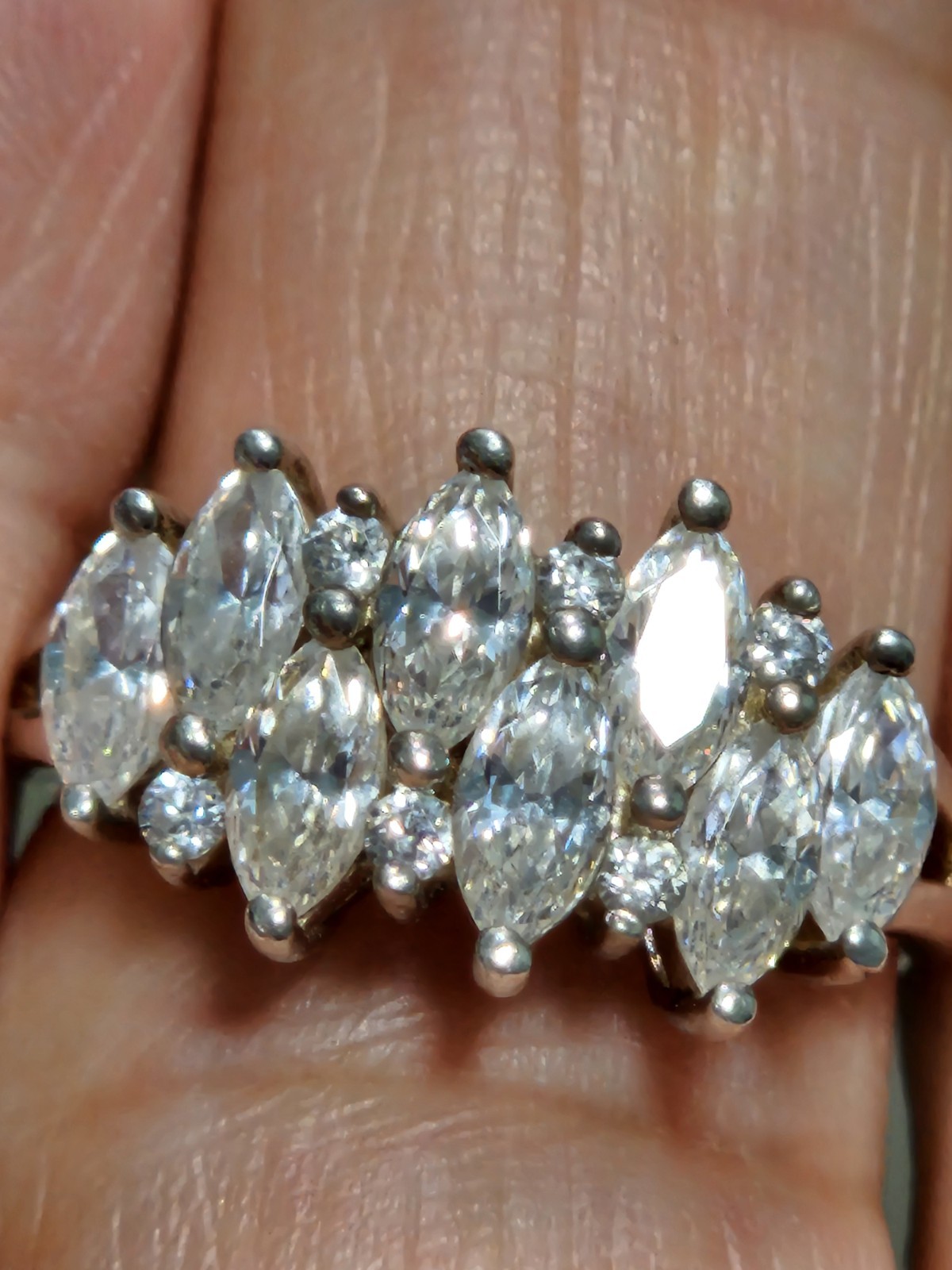 DQCZ Diamonique 925 Silver Cocktail Ring CZ Marquise SZ 7, 4g Free Shipping