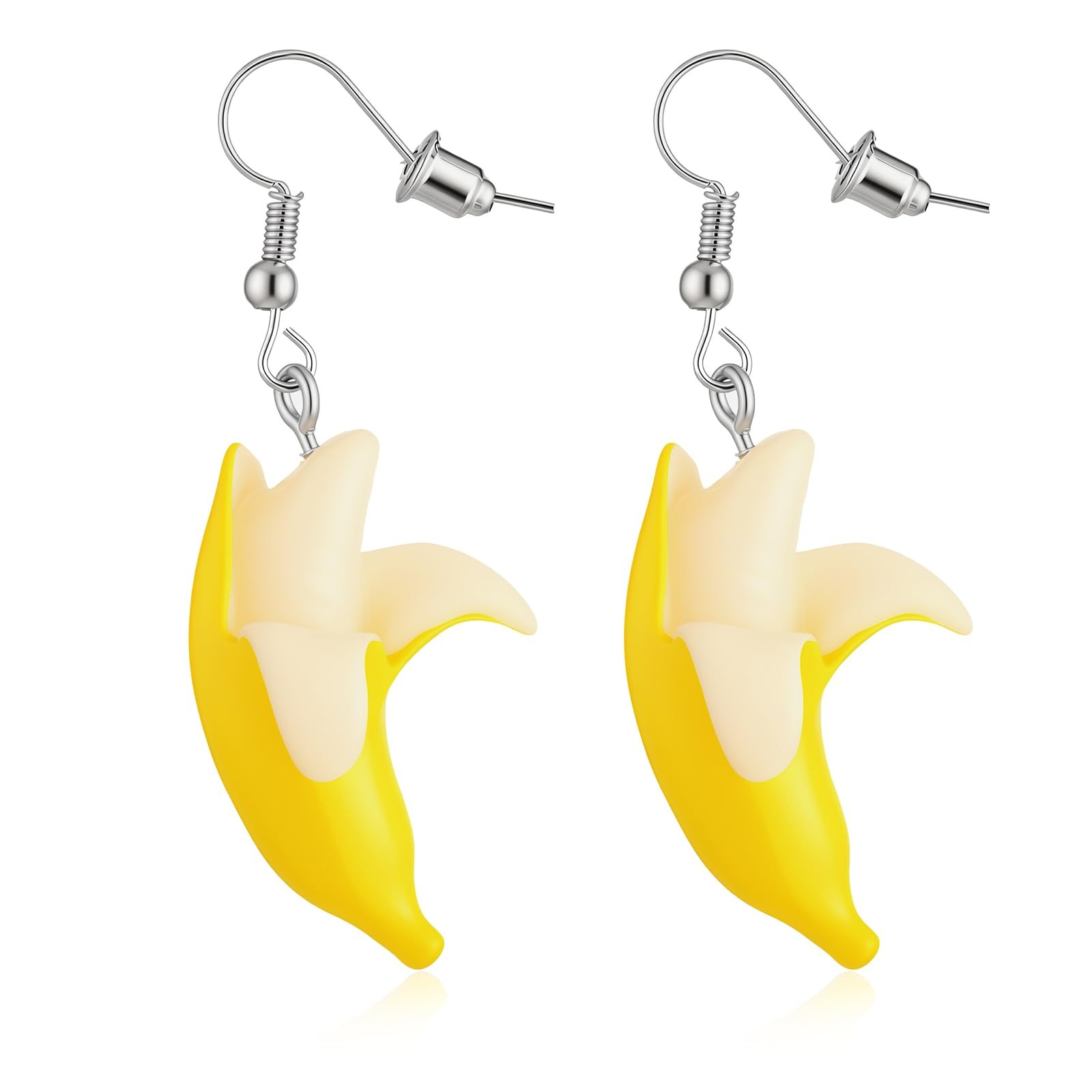 3D Resin Imitate Fruits Dangle Earrings, Banana Dangle Earrings, Imitate Food…