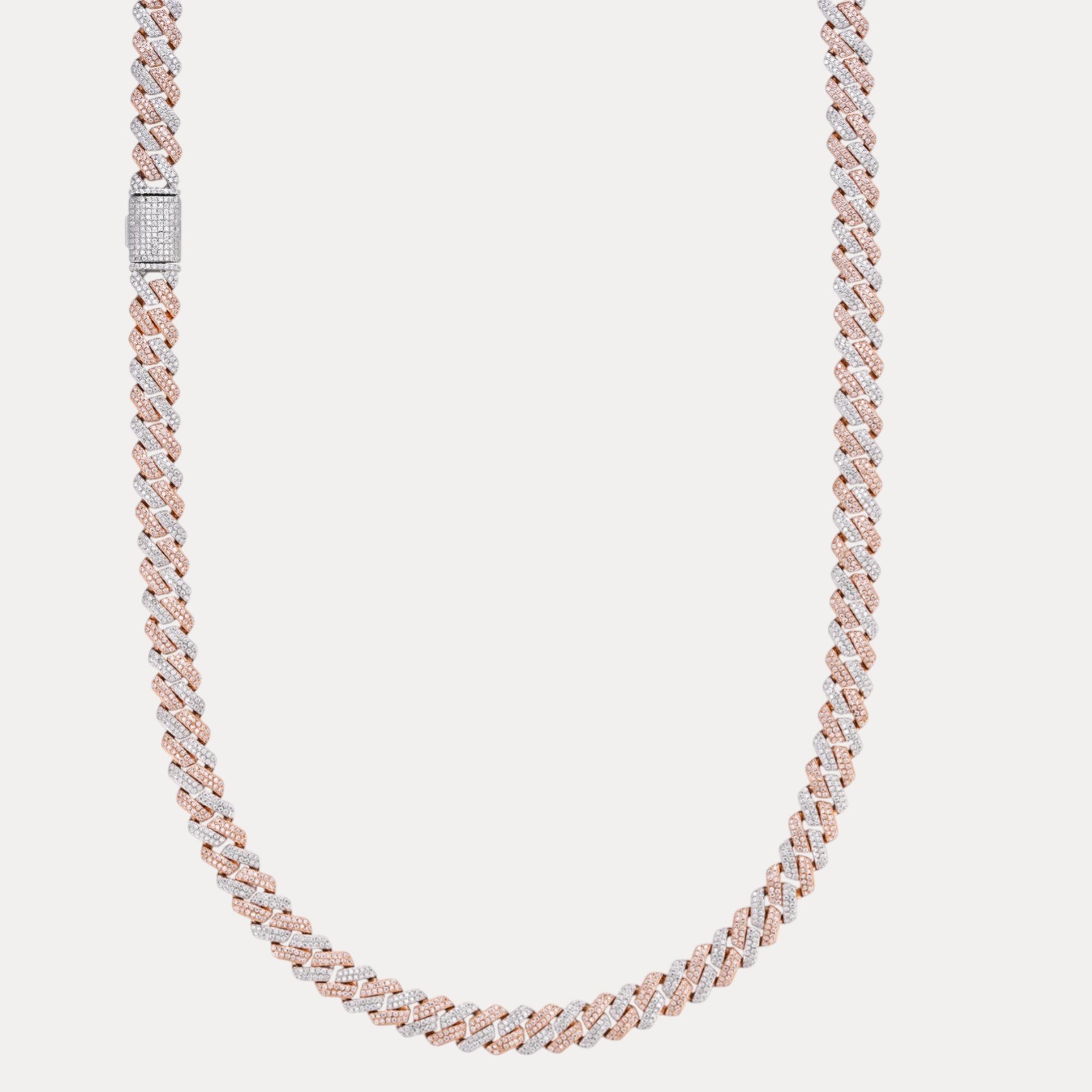 8mm Moissanite Cuban Prong Chain – 925 Sterling Silver or 14k Gold/Rose/Black