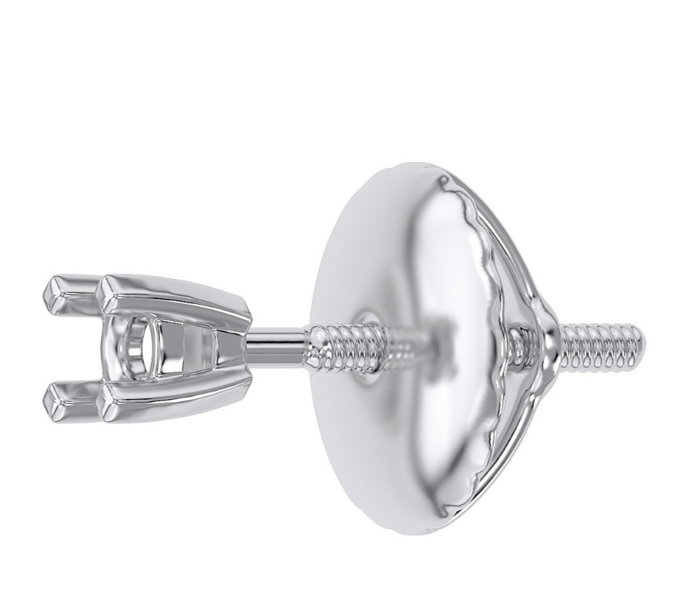 Semi Mount Earrings Setting 2mm To 3mm Silver & Gold Single & Pair Screw Back