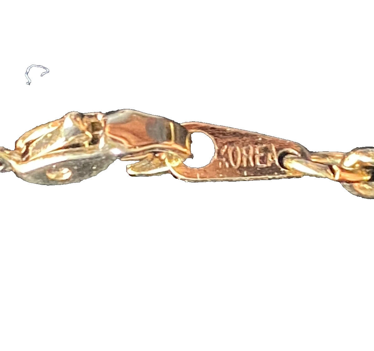 Gold Tone Rope Chain Necklace Small Chain Style Lobster Clasp Mrkd Korea NoStone