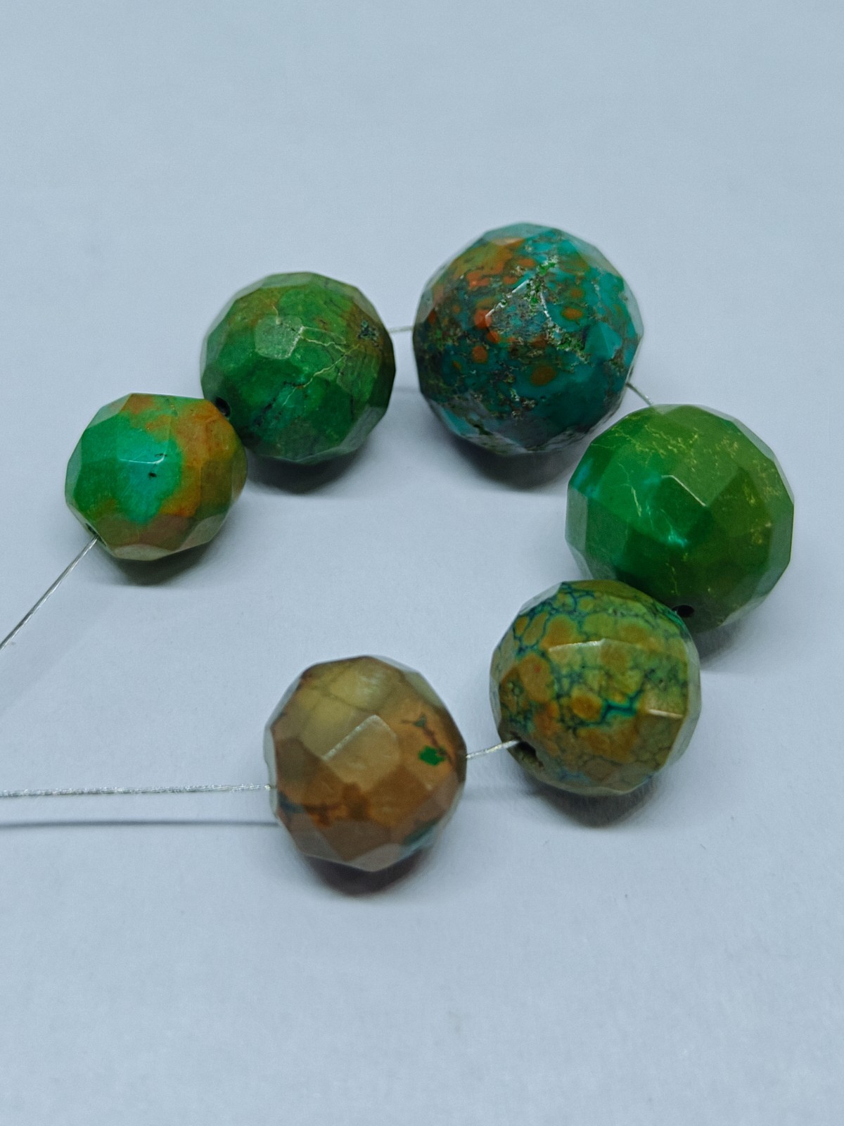 Genuine Natural Turquoise Faceted Round Beads, Loose Hubie Gemstone For Jewelry