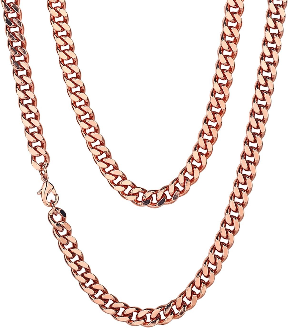 Heavenly Metals Copper Necklace for Men & Women – 99.9% Pure Copper Cuban Link