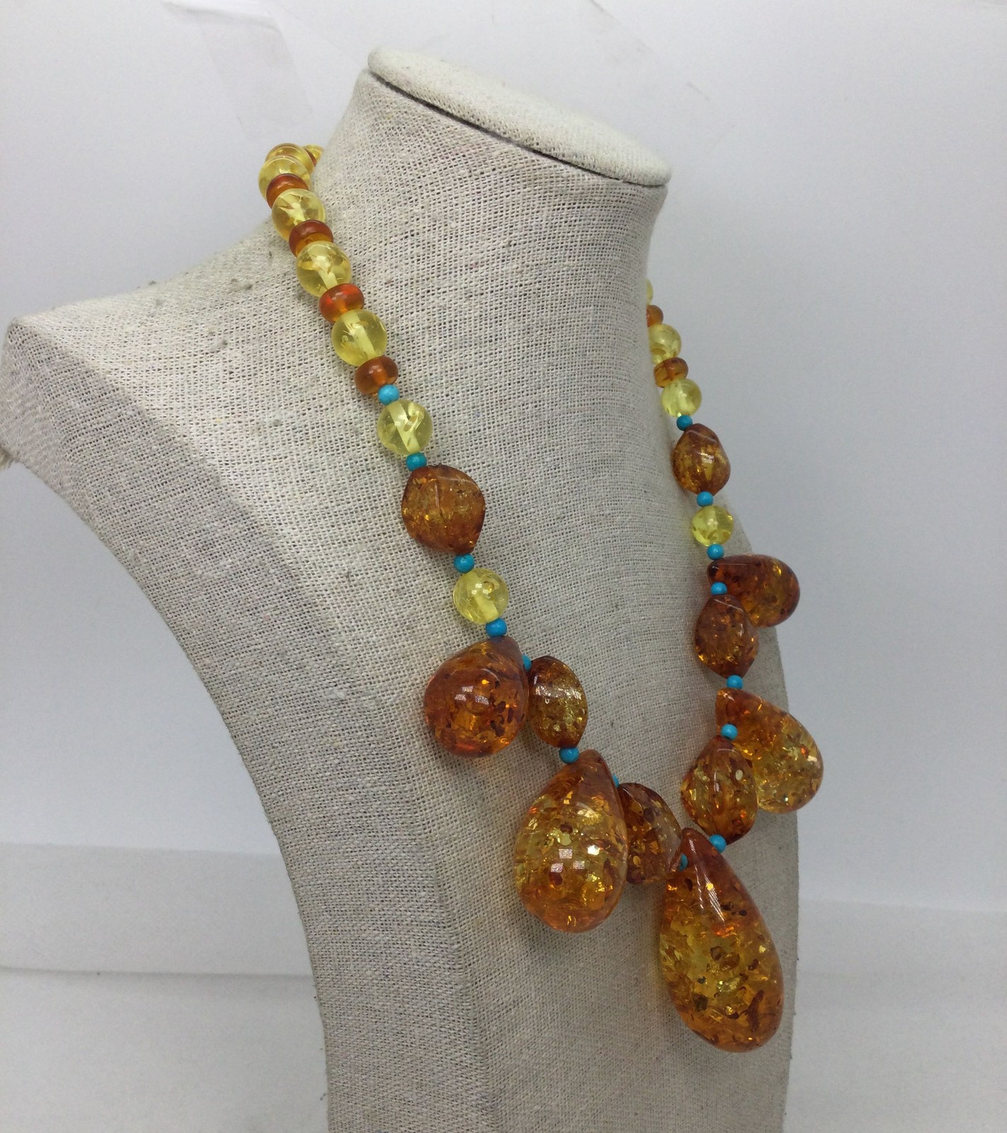 Amber & Turquoise Necklace/Bracelet Set