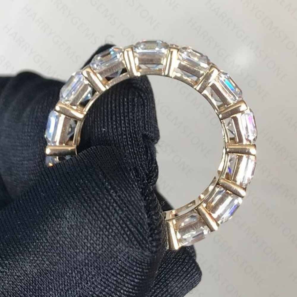 5.85 CTW Asscher Moissanite Full Eternity Wedding Band in 14K Yellow Gold Plated