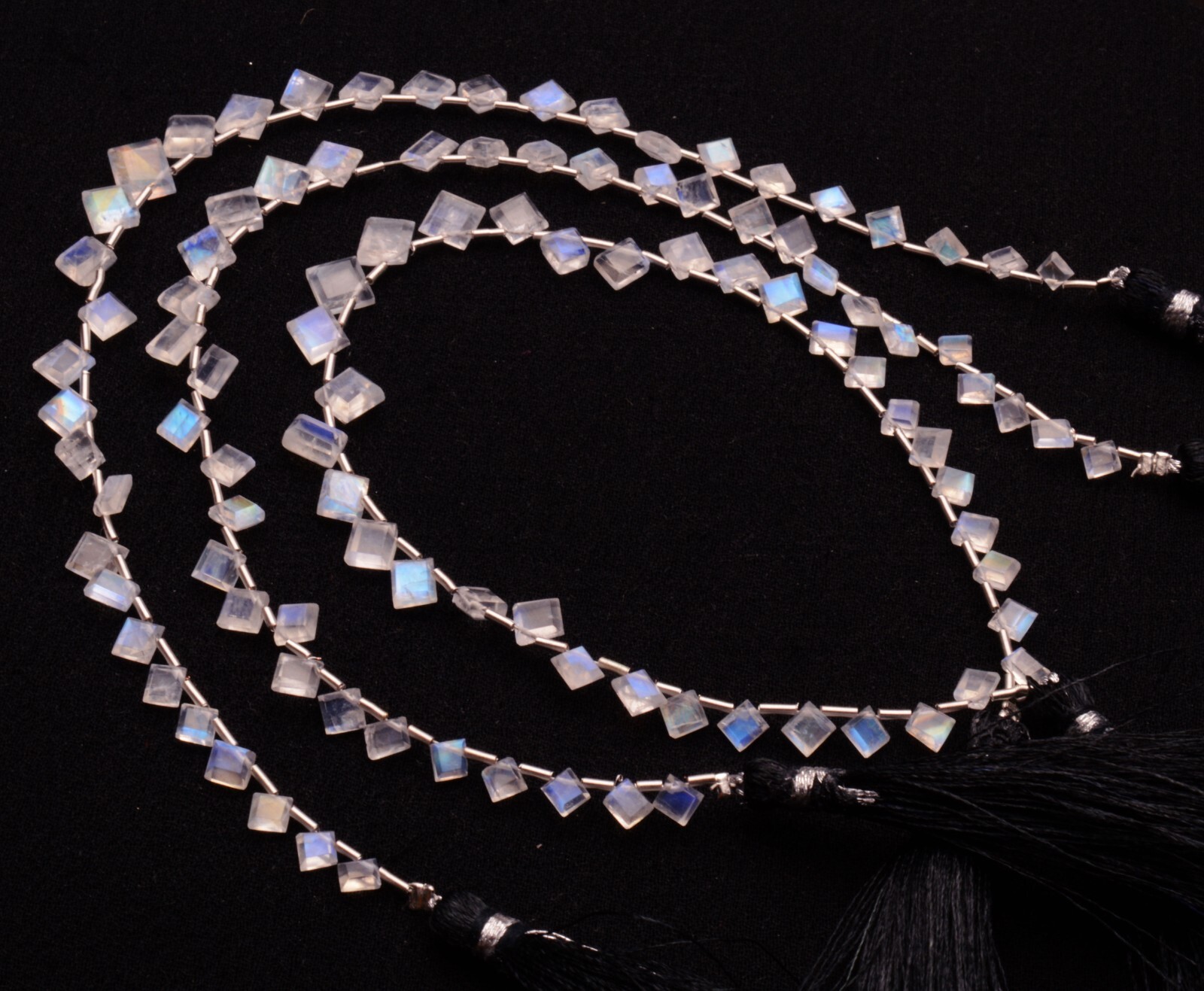Blue Fire Rainbow Moonstone 4 to 6 mm Size Jewelry Making Beads 9″ Strand