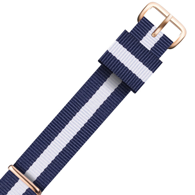 Nylon One Piece Watch Band Strap Striped Canvas Sports Wrist Band 18 20 22mm