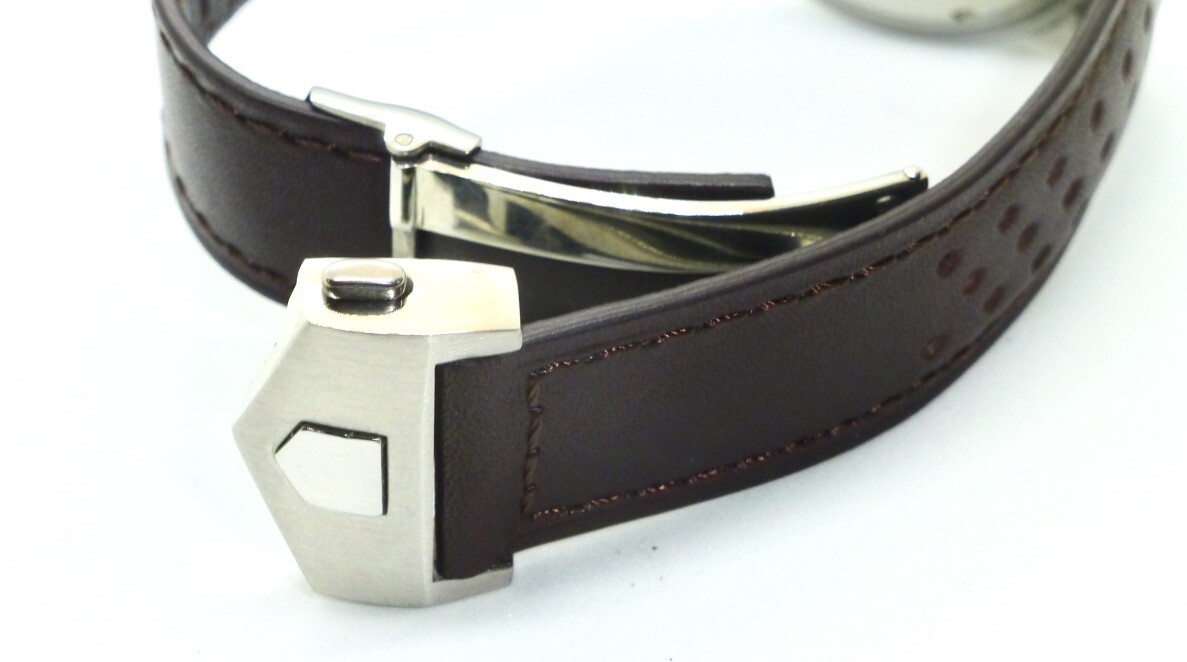 20mm, 22mm Perforated Genuine Leather Watch Band Strap with Deployment Clasp