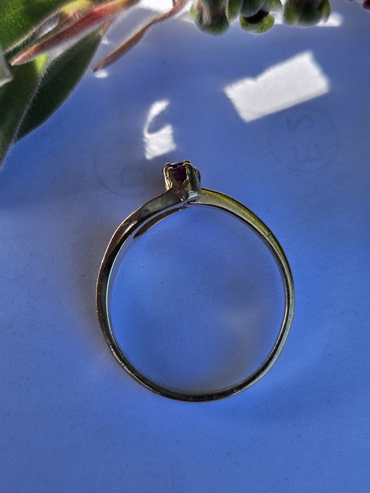 14k Solid Yellow Gold Red Spinel Bypass Gemstone Ring Adjustable 6.25 Size 2.29g