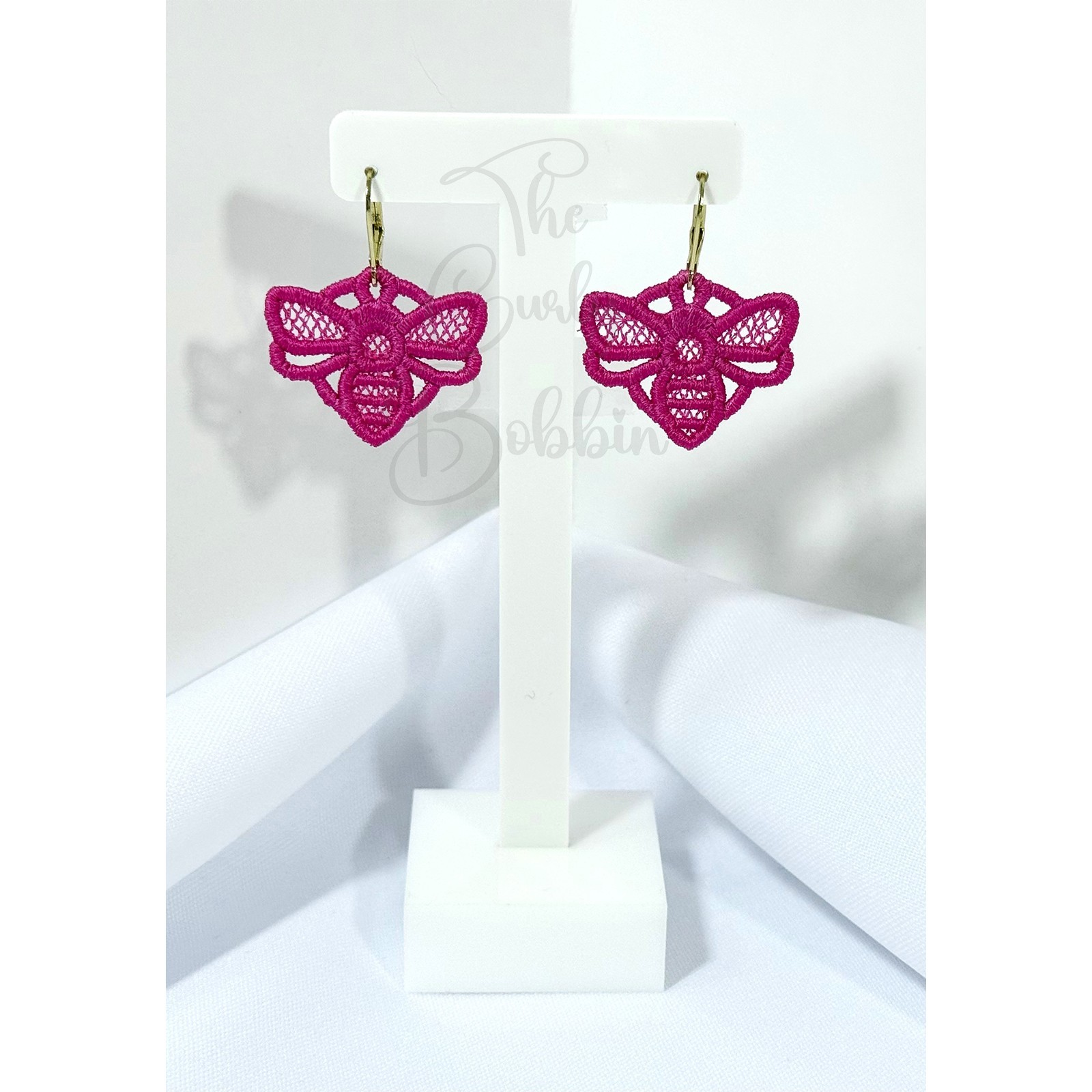 Embroidered Lace Bumblebee Leverback Earrings and Charm Bundle Birthday Gift