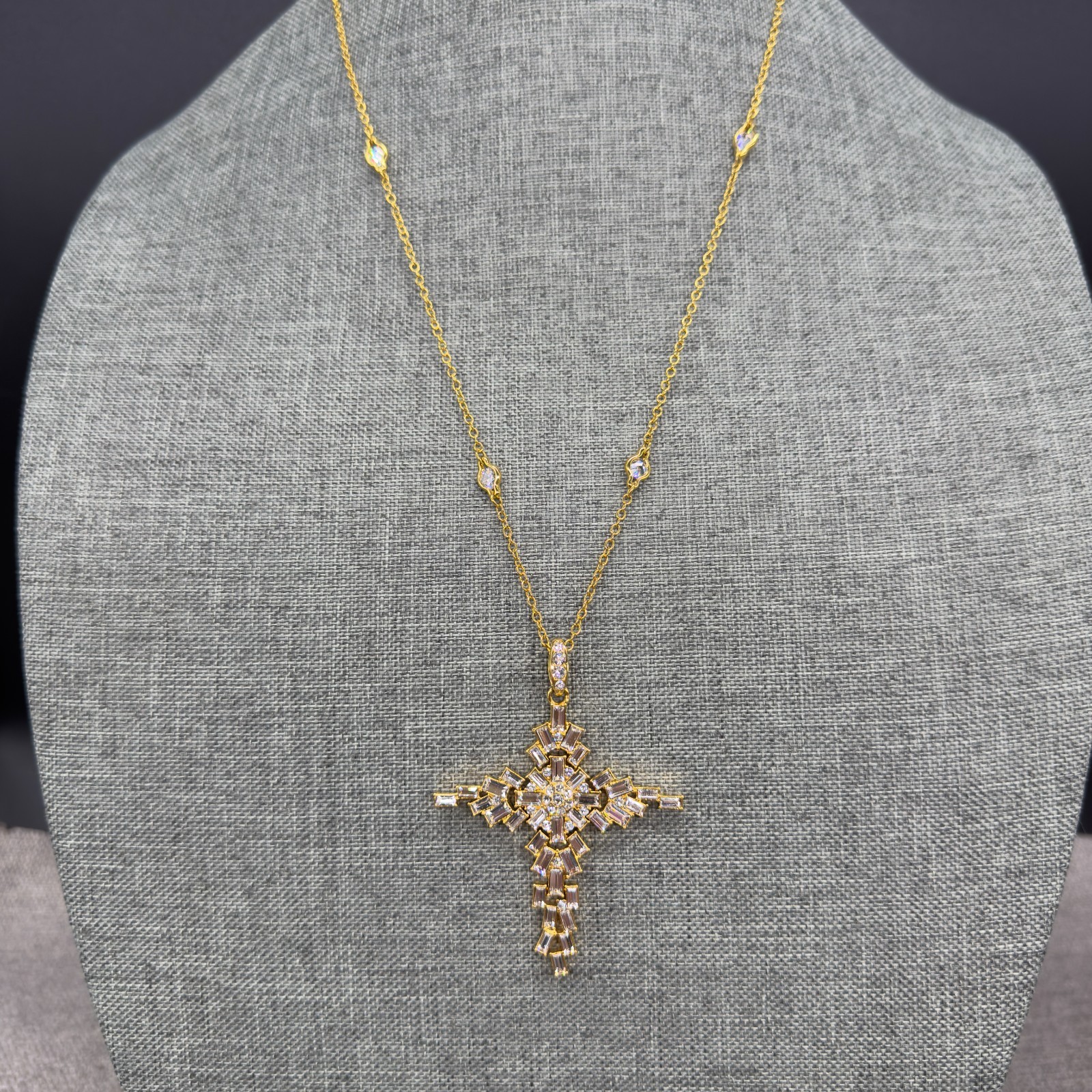 PJM Necklace Phoenix Jewelry Manufacturing Crystal Stations Articulated Cross
