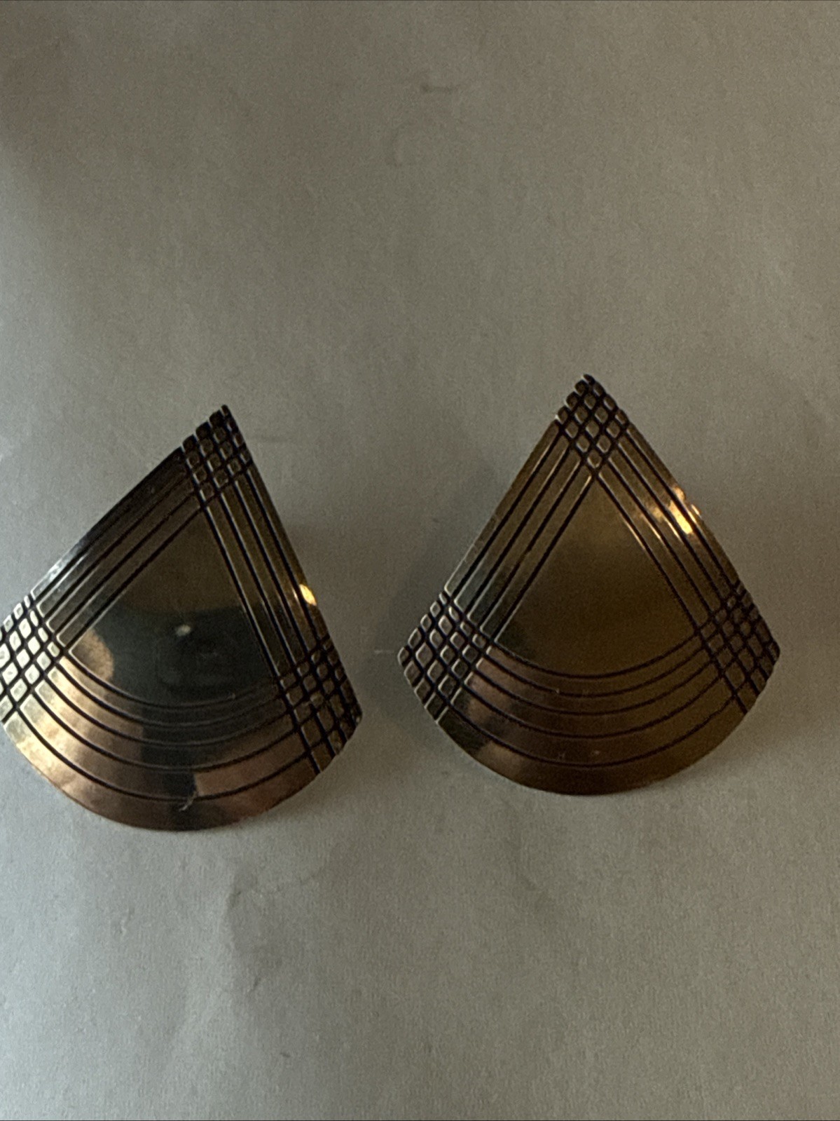 Earring Sterling Pierced Triangles Vintage Signed Banner Light Weight