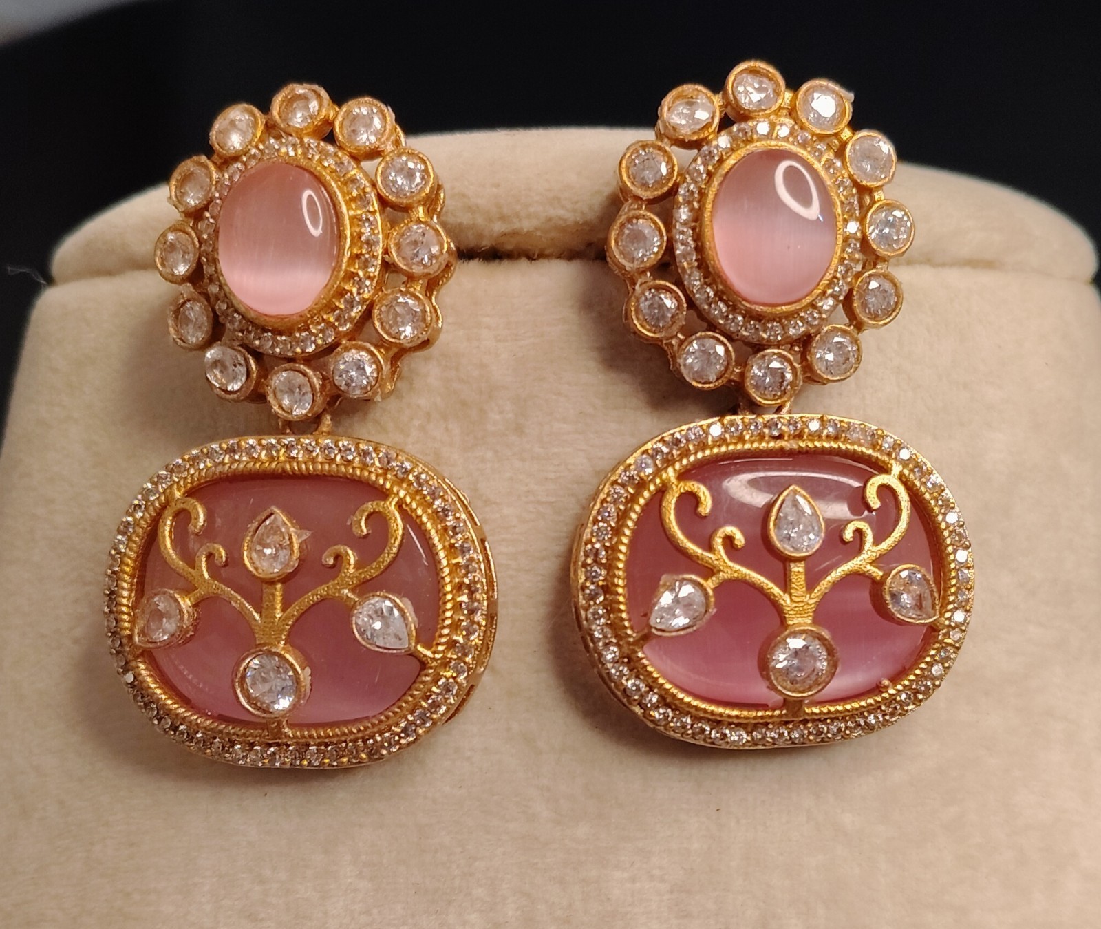 Ruhani Party Wear Blush Pink Kundan Necklace Set Roz Jewellers.
