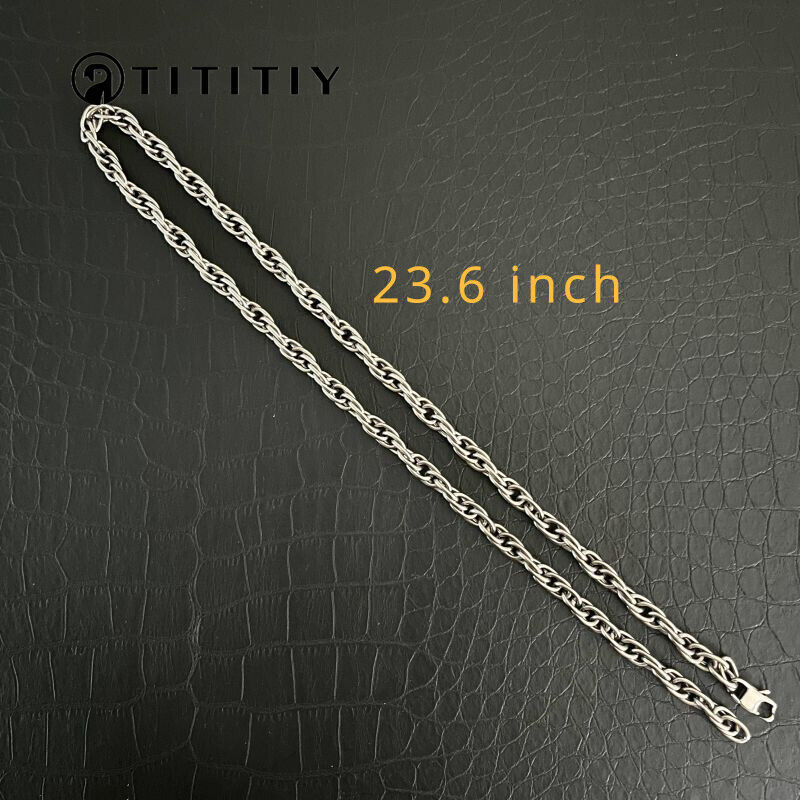 New Pure Titanium Twisted Necklace Wide 7mm Wide Anti Allergic 23.6 Inch Long