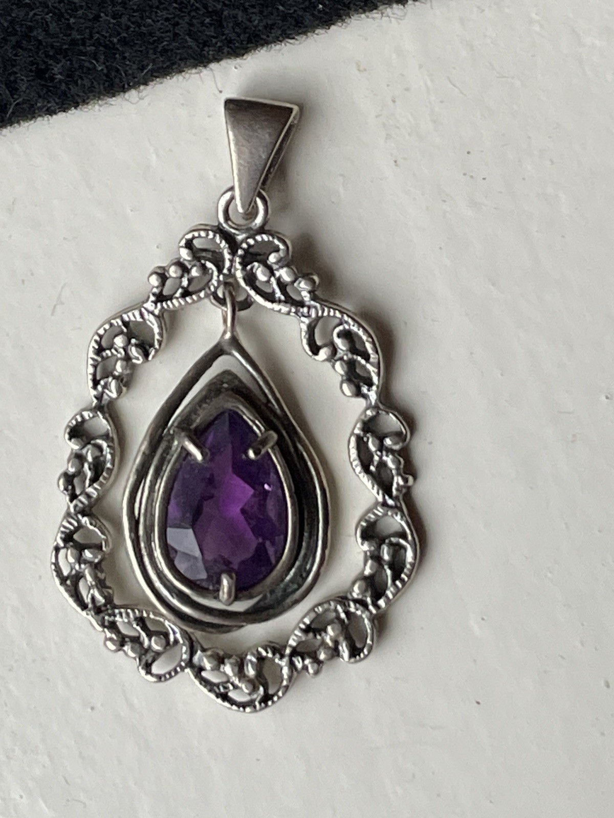 Paz Creations Sterling Silver & Amethyst Pendant Marked PZ 925