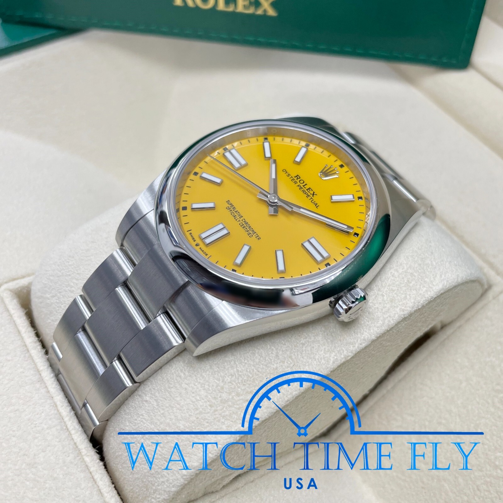 Rolex Oyster Perpetual 41mm 124300 Yellow Dial Stainless Steel Oyster Bracelet