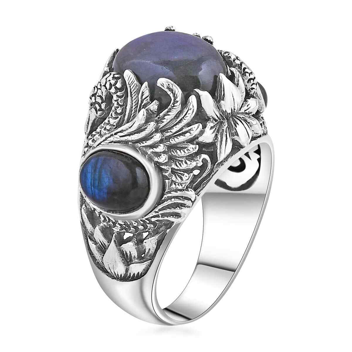 AMAZING!! 9.00ctw Bali Legacy Malagasy Labradorite Ring Sterling Silver Size 6