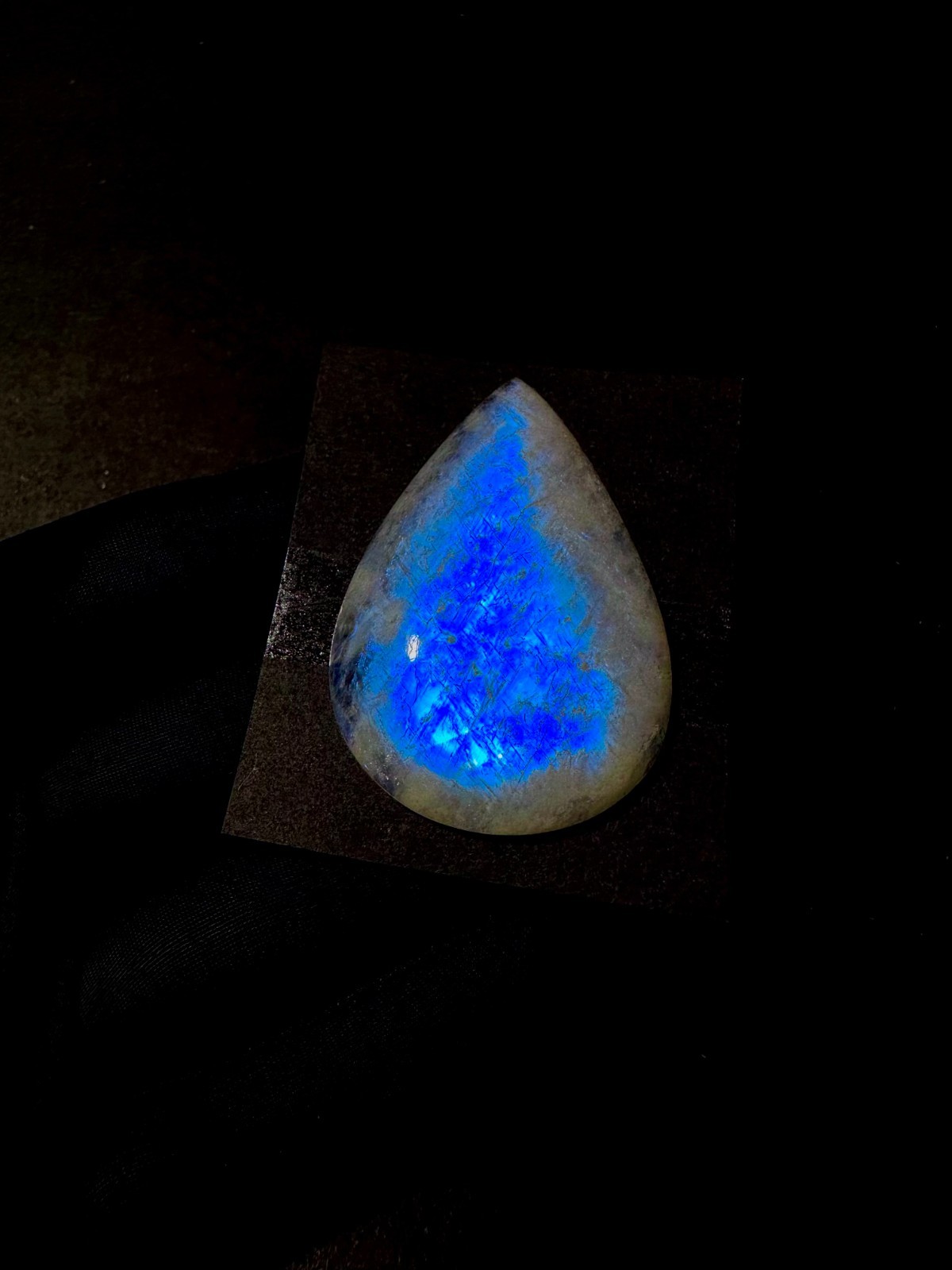 Blue Fire Moonstone, Rainbow Moonstone Gemstone Blue Flashy Moonstone Cabochon