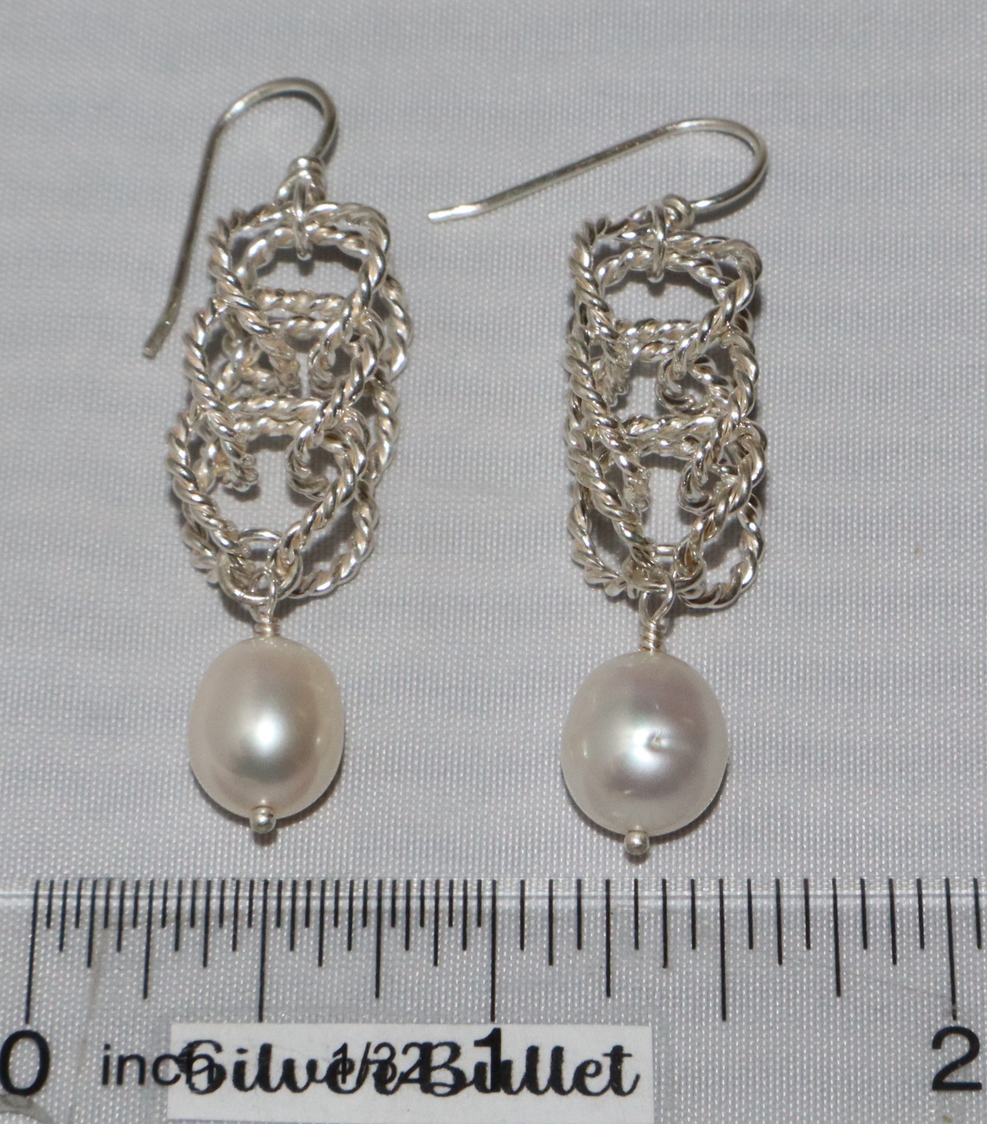Sterling Silver Cage Twist Pearl drop Dangle Earrings