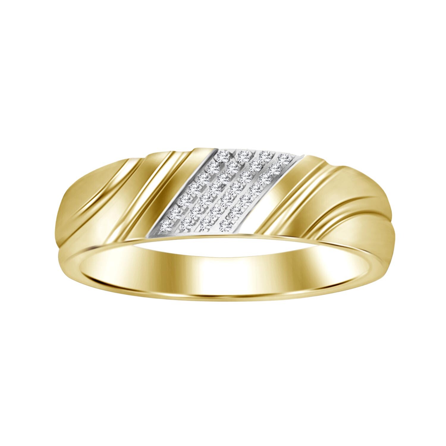 10K Yellow Gold 1/50 ct Natural Round Diamond Accent Men’s Wedding Band