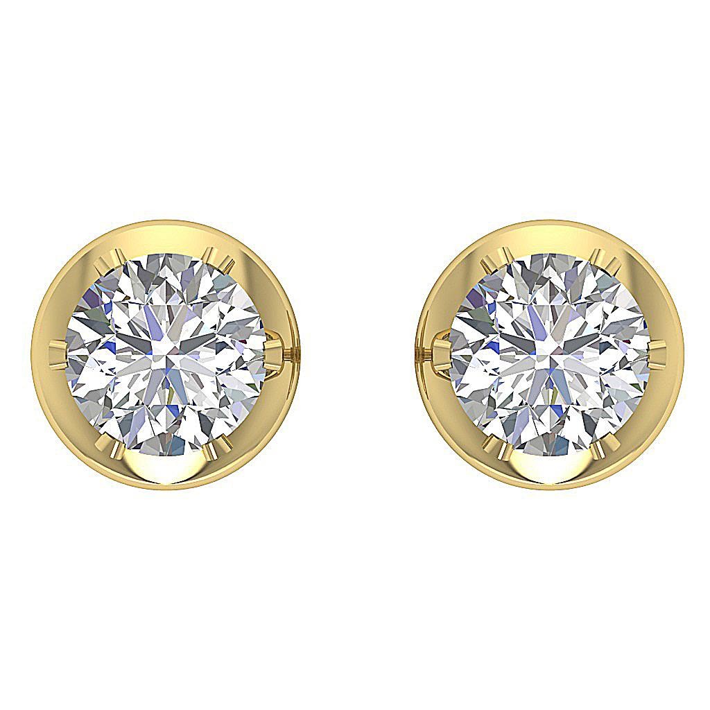 0.50Ct Solitaire Studs Earrings Round Diamond 14K White Yellow Rose Gold 4.30 mm