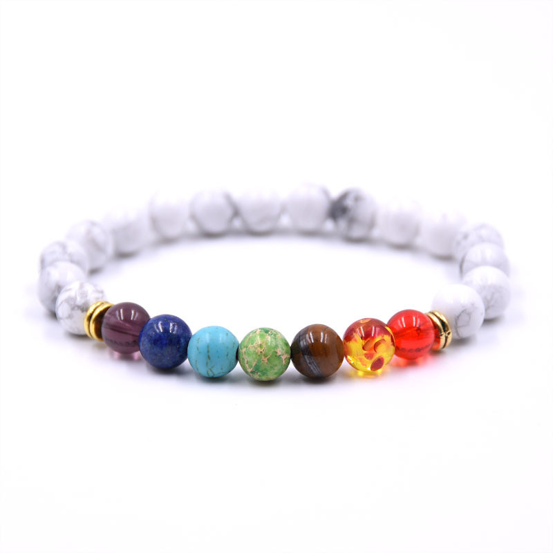 7 Chakras Lava Stone Bead Bracelet Elastic Natural Stone Yoga Essential Oil Diff