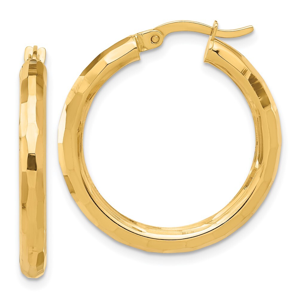27.75mm 14K Yellow Gold Polished and Diamond-cut Hoop Earrings TF2210