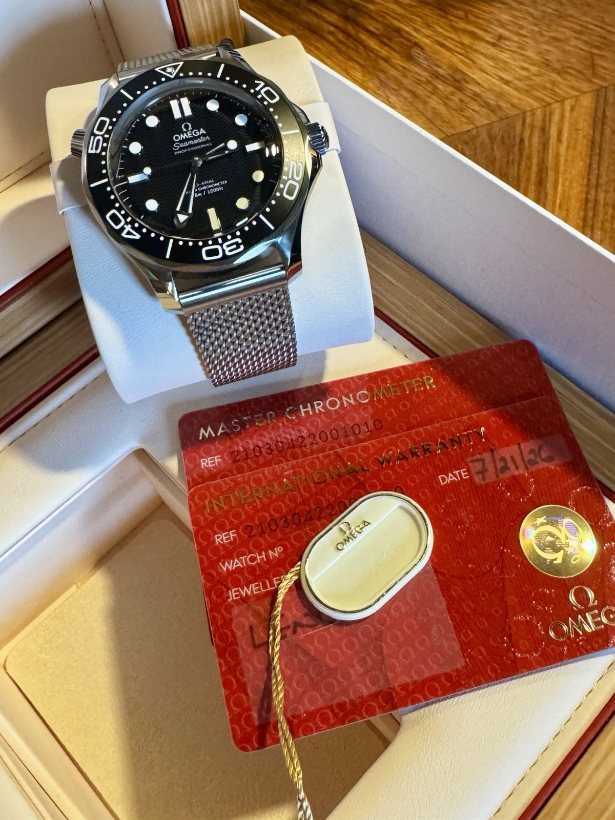 Omega Seamaster Diver Black Dial Mesh Bracelet 210.30.42.20.01.010 NEW 2026