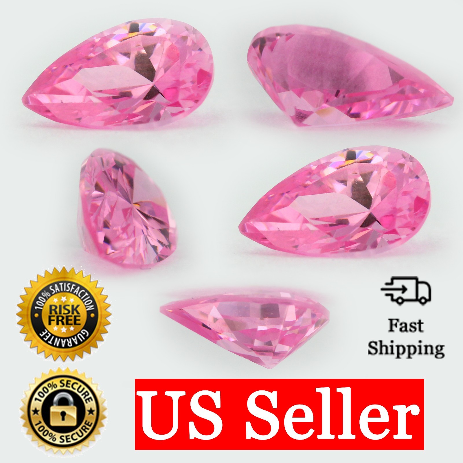 Loose Pear Shape Pink Sapphire CZ Stone Single Cubic Zirconia October Birthstone