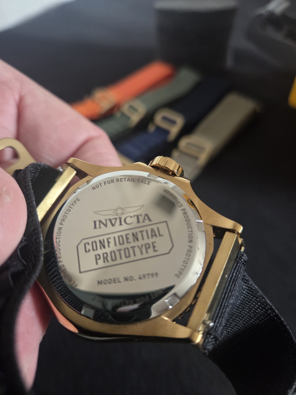 Invicta Ocean Predator Quartz Diver Watch Gold Tone Date Black NATO w/ Box