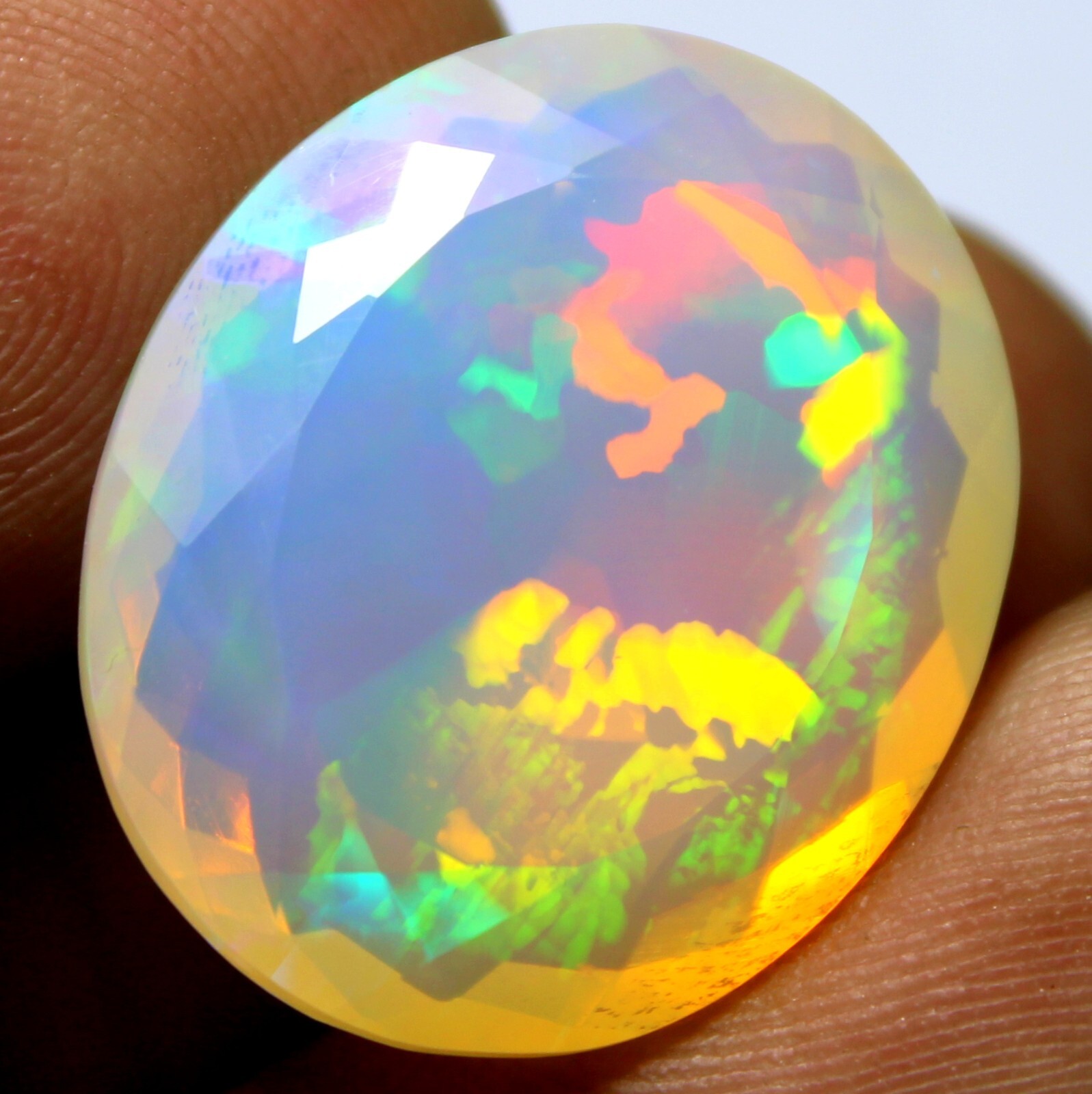 Natural Ethiopian Multi Fire Opal Faceted Loose Gemstone 13.90 Cts Certification