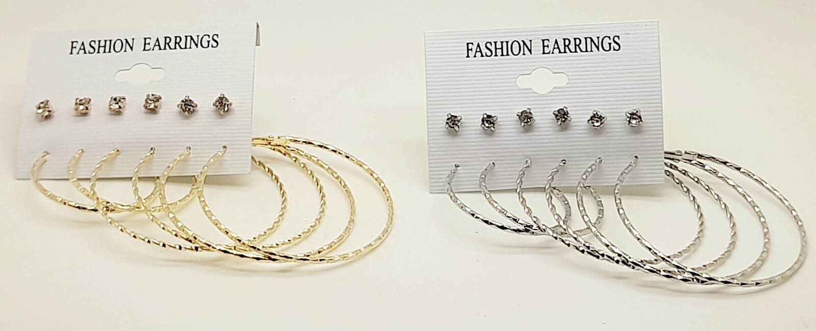set of 12 Pairs/2 card multi style gold/silver color stone/hoop fashion earrings