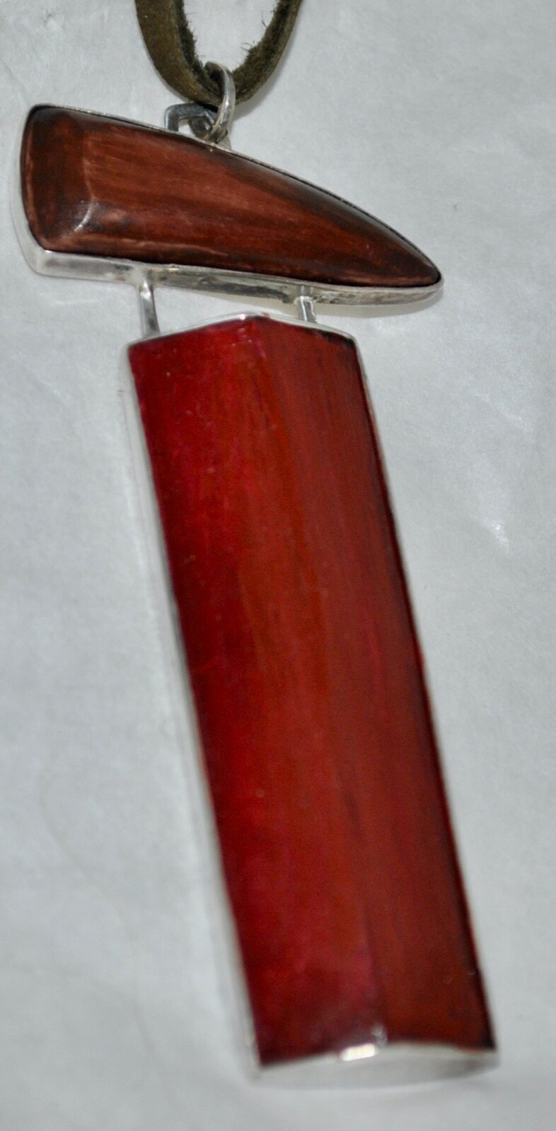Janice Lee Ripley “JLR” Sterling Silver 925 Retro Dyed Yak Bone Leather Necklace