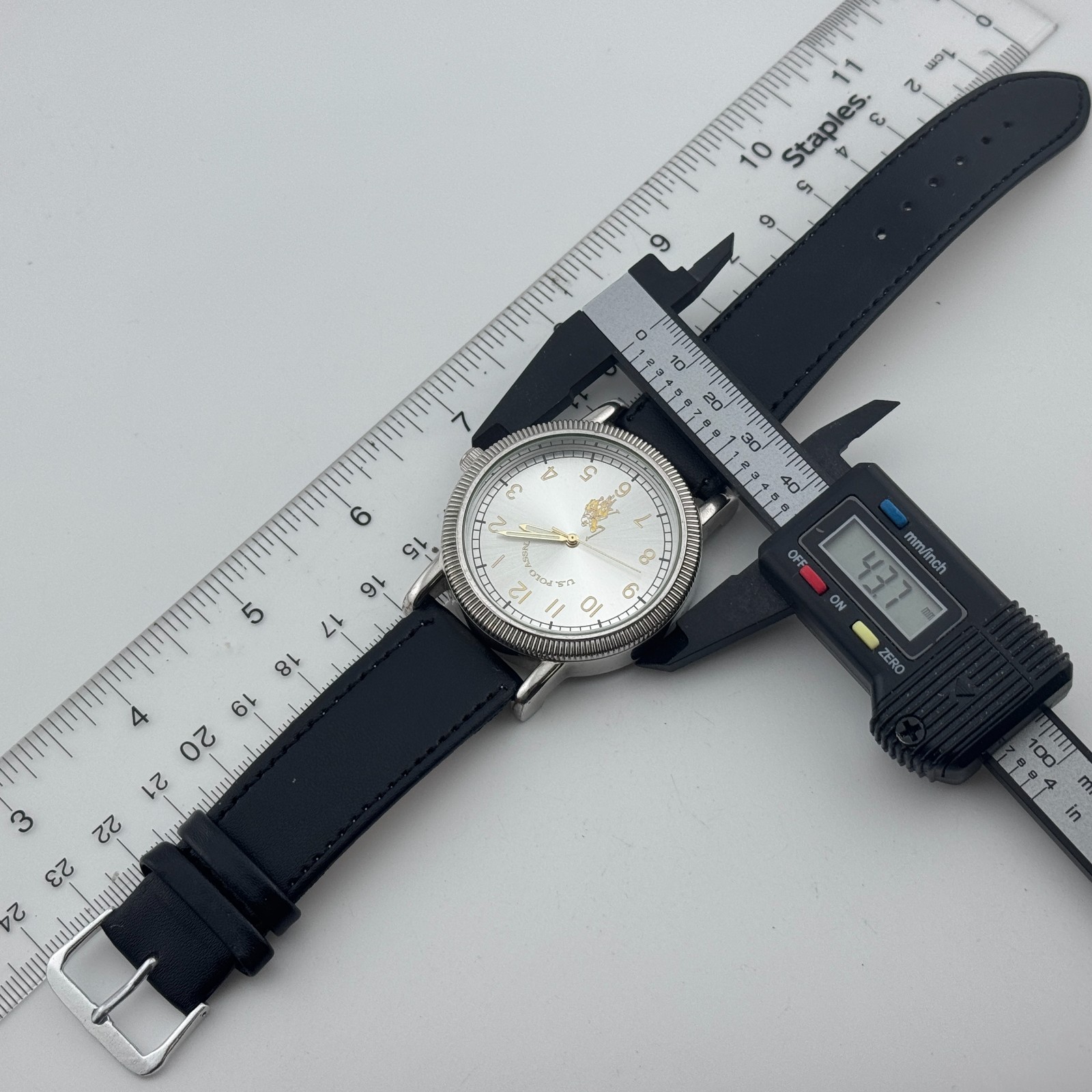 Accutime U.S. Polo Assn. Quartz Watch Men 44mm Silver Japan Analog New Battery