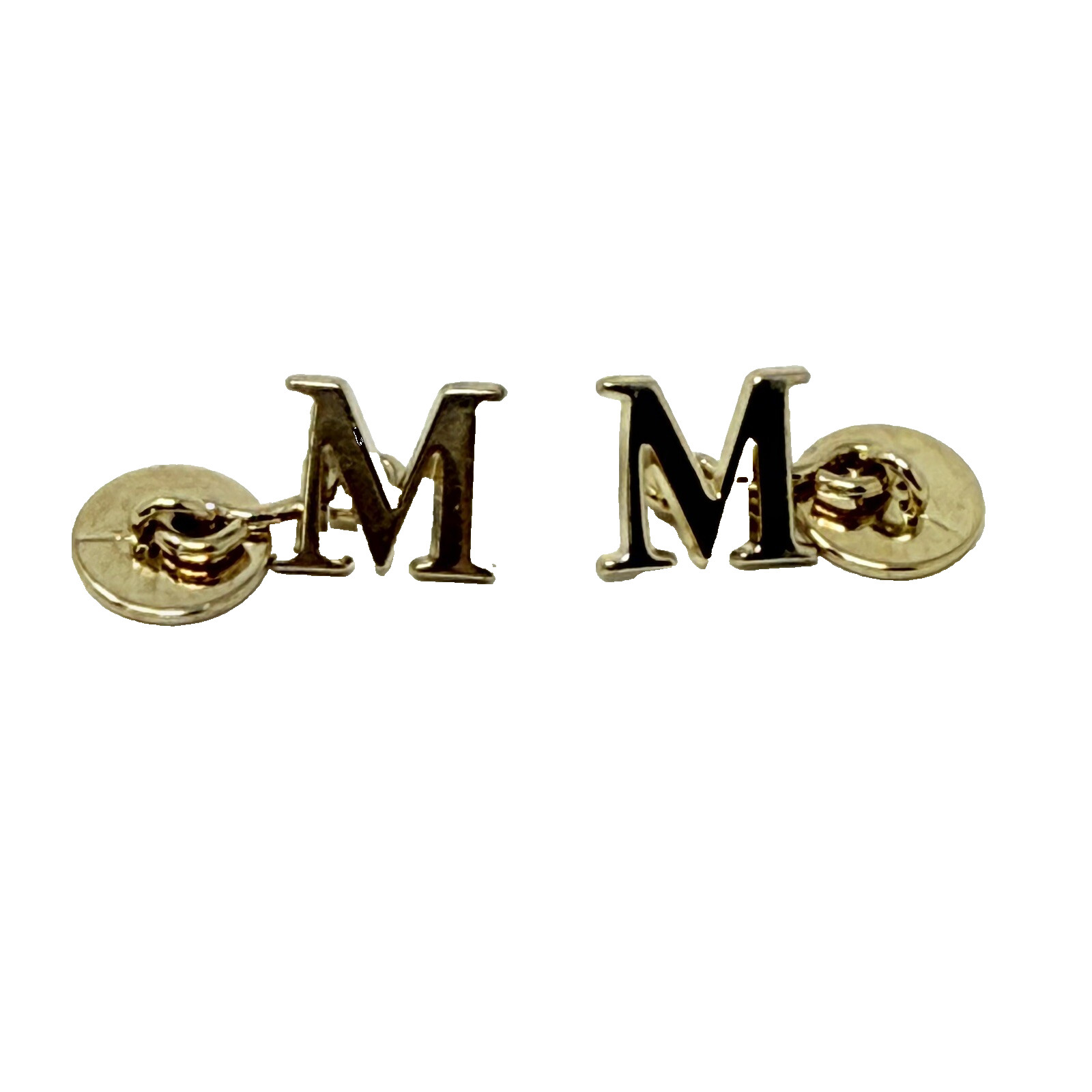 M Monogram Initial Letter Gold Colored Cuff Links 3/8 in X 3/8 in Square