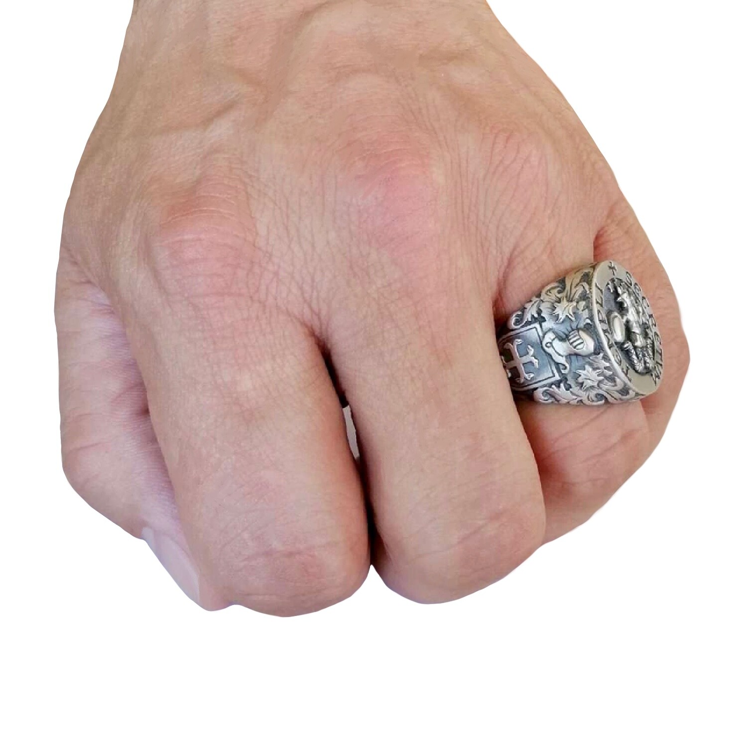 Knights Templar Masonic Sterling Silver 925 Sigil of Abraxas Men’s Ring
