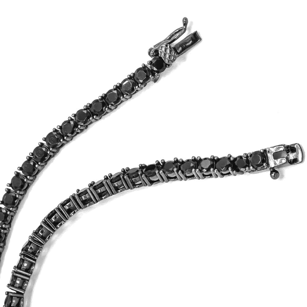 ANTI TARNISH 925 Sterling Silver Black Finish 3mm 1 Row CZ Tennis Chain 24 inch