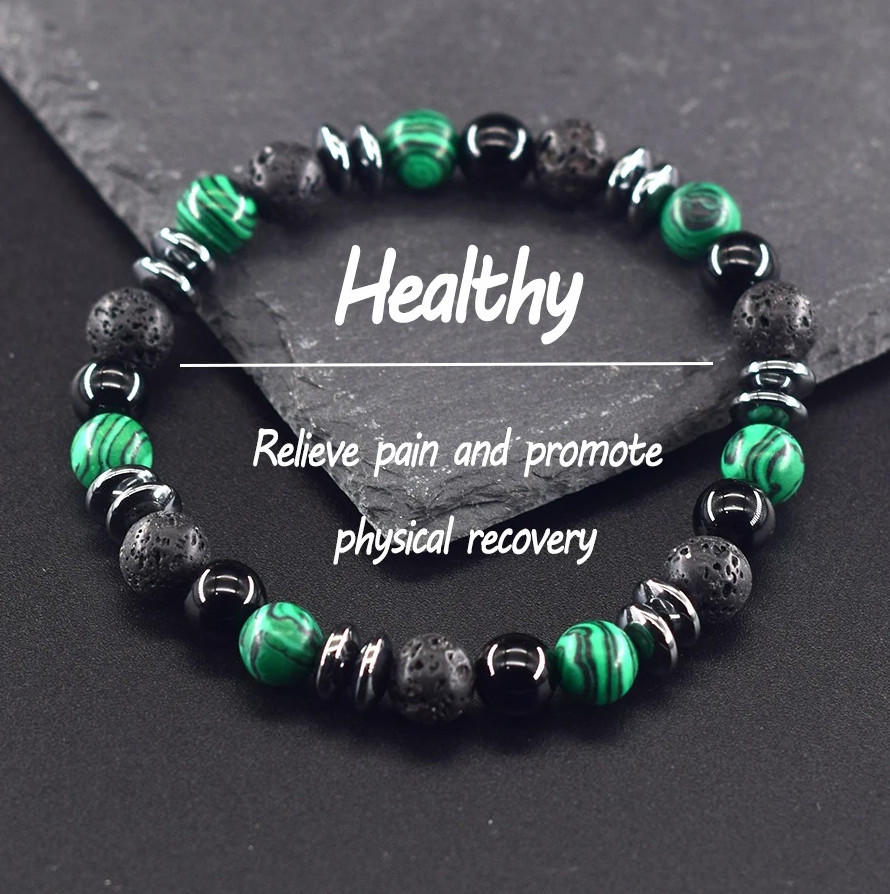 Black Labradorite Volcanic 8mm Stone Beads Bracelet Spiritual Protection Jewelry