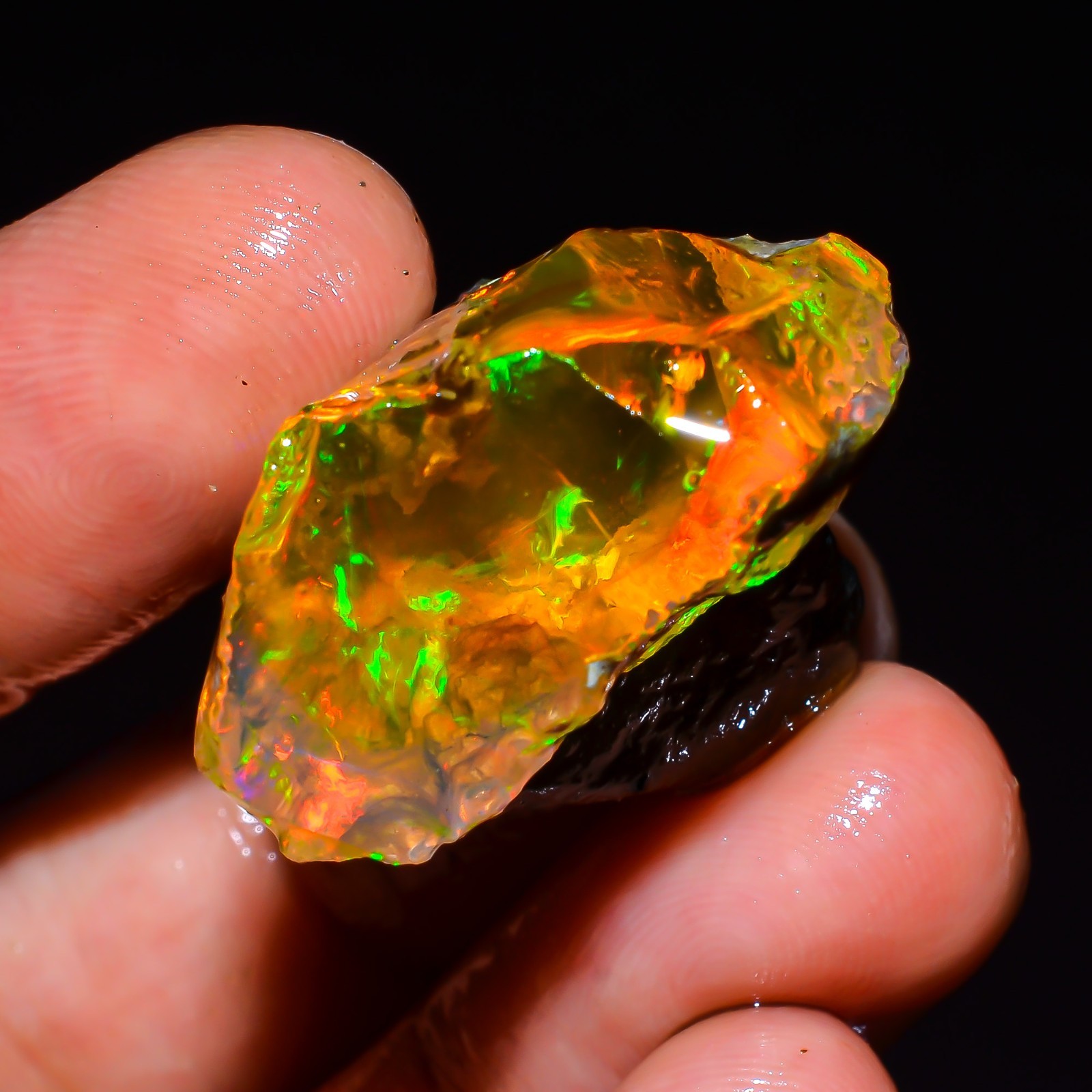 Ethiopian Opal Rough Gemstone Fire Opal Loose Gemstone Raw 29X26X18mm 46Ct