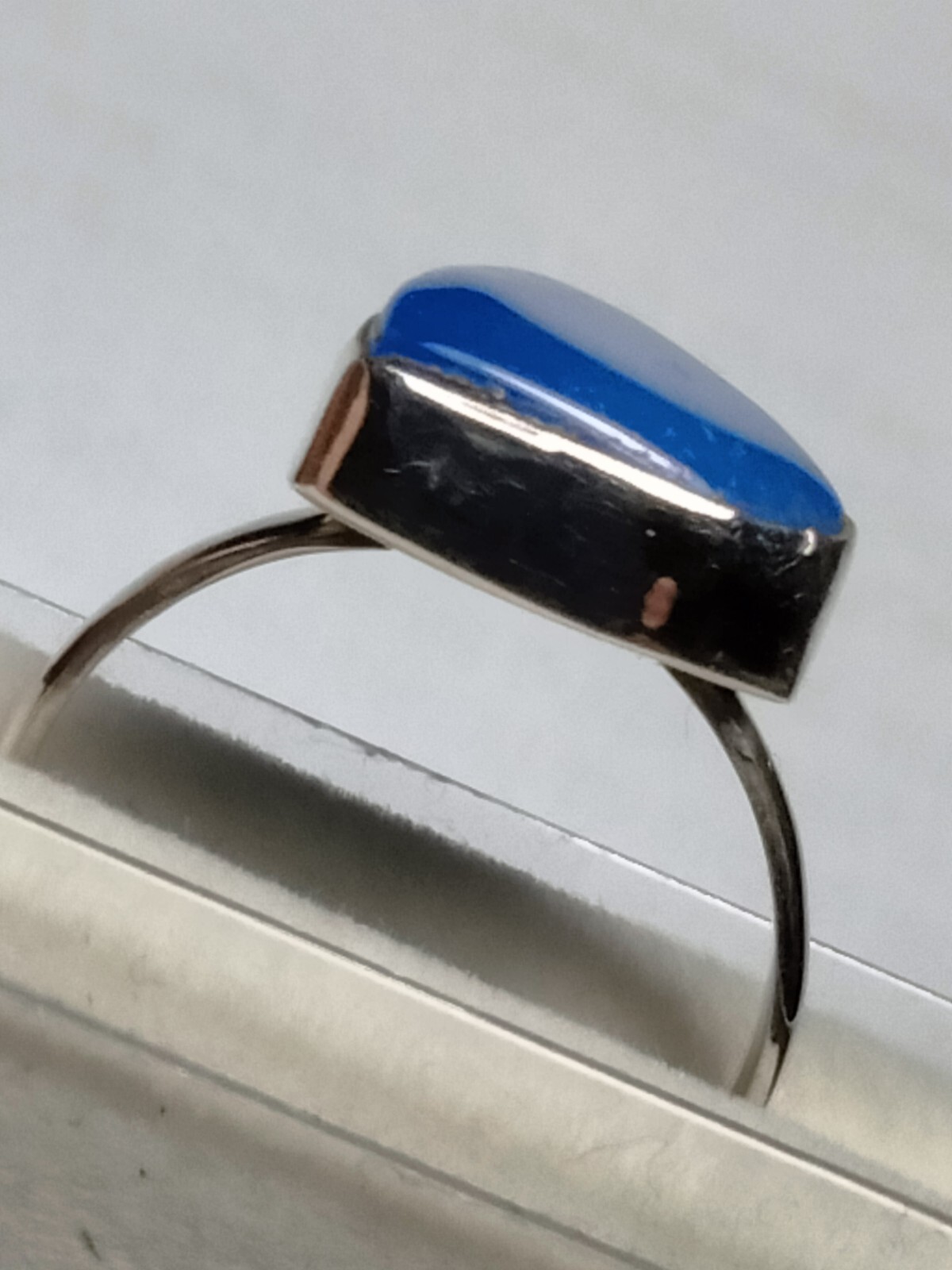 LUSCIOUS SEA BLUE CHALCEDONY IN STERLING SILVER.925 RING SIZE 8.75-9.0!