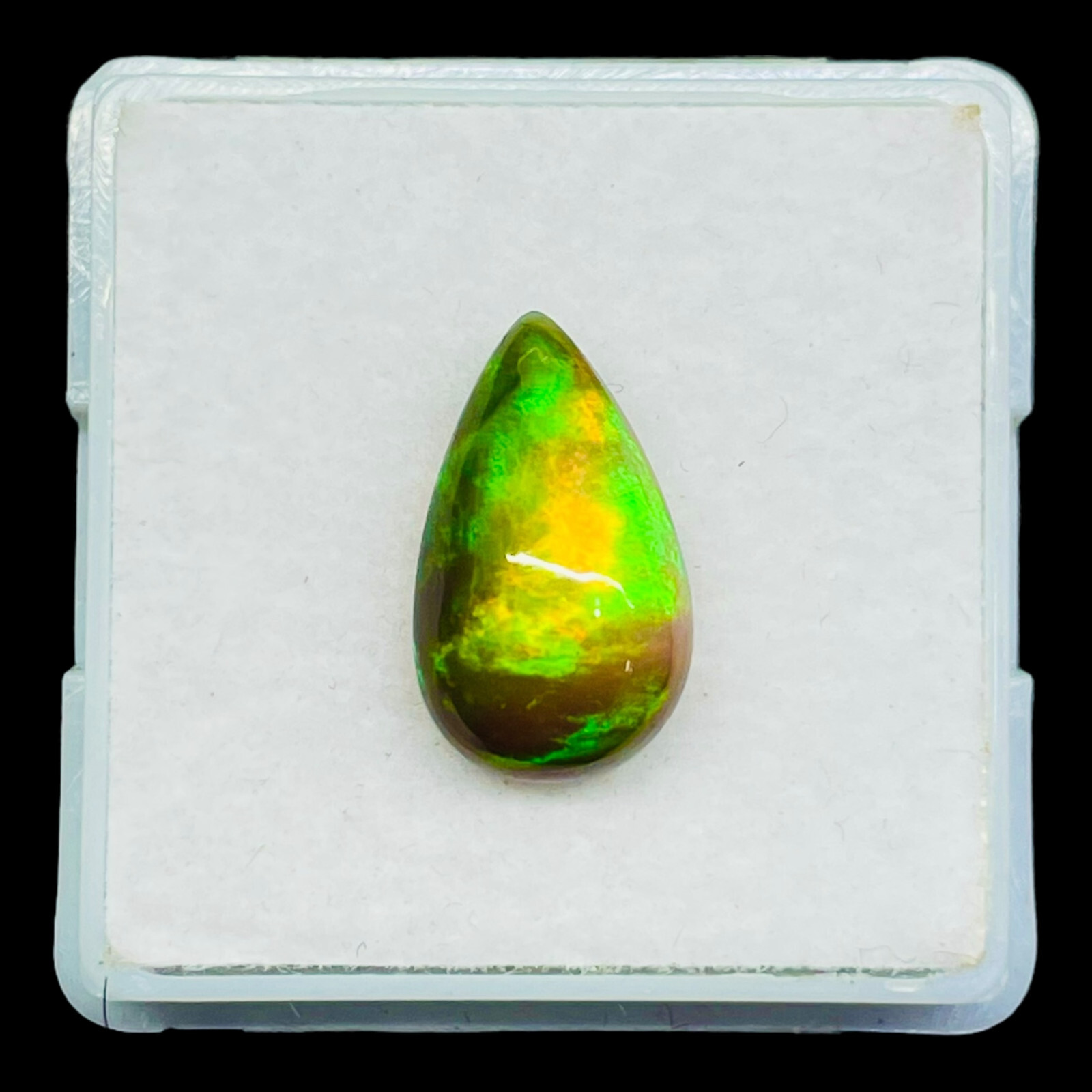 2.88 Ct Natural Ethiopian Black Opal 13.8x8mm Multi Fire Loose Cabochon Gemstone